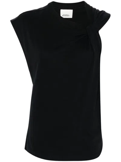 Isabel Marant Nayda Gathered Cotton Jersey T-shirt In Black