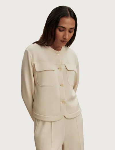 Varley Hartwell Button Through Sweat Jacket Pristine In Neutral