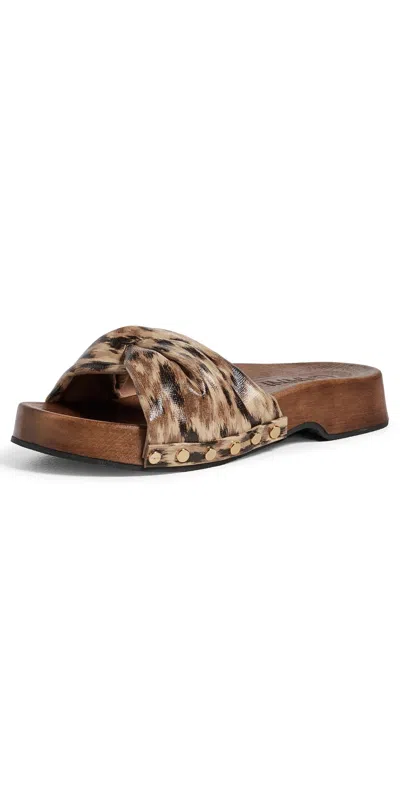 Ganni Twisted-detail Leopard-print Sandals In Animal Print