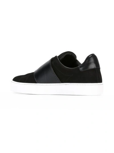 Shop Burberry Contrast Buckled Trainers