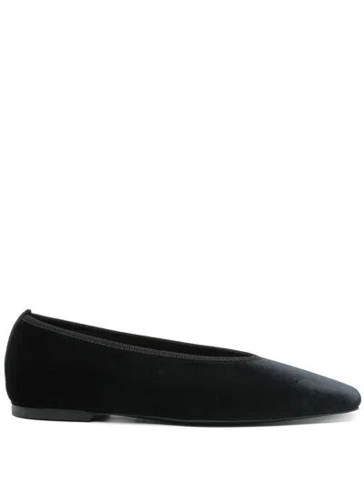 Totême Women's Velvet Ballerinas Made From Recycled Polyester With Elastic Trim In Black