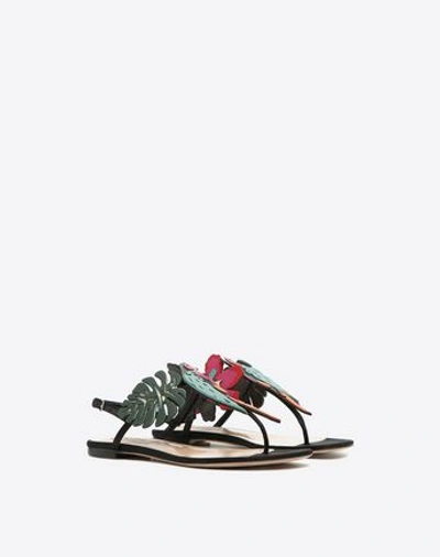 Valentino Garavani Tropical Dream Leather & Suede Thong Sandals In Multicolor