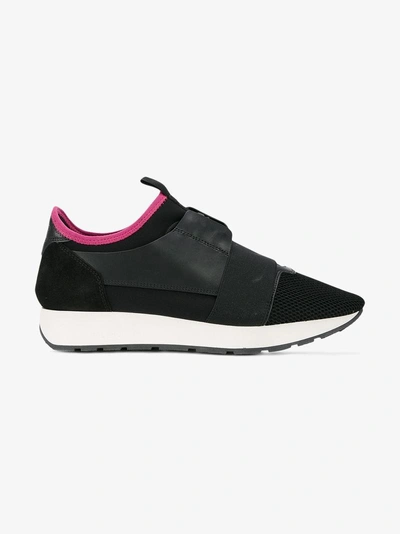 Shop Balenciaga Black Pink Race Runner Sneakers