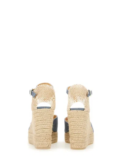 Castaã±er Light Blue Ankle Strap Wedge Espadrilles
