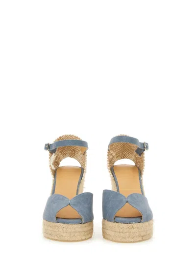 Castaã±er Light Blue Ankle Strap Wedge Espadrilles