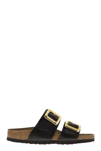 Birkenstock Arizona Droplet Buckle Shiny Leather Sandals In Multi