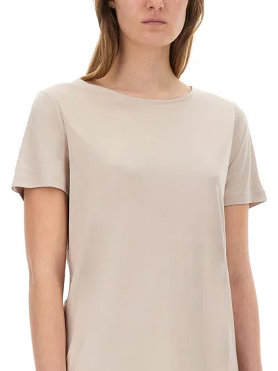 Fay Beige Solid Round Neck T-shirt In Multi
