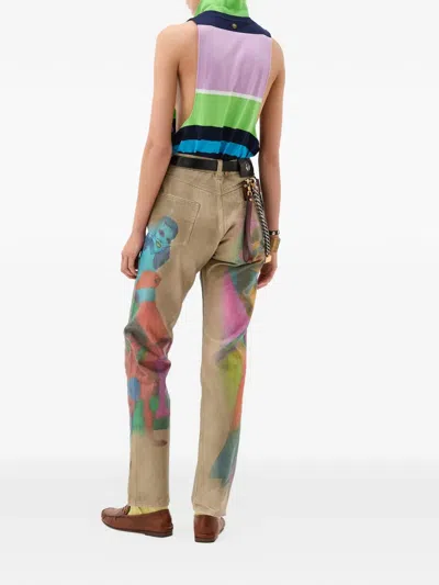 Versace Printed Straight Jeans In Multi