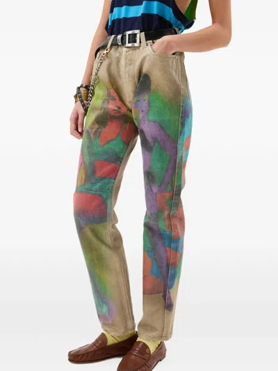Versace Printed Straight Jeans In Multi