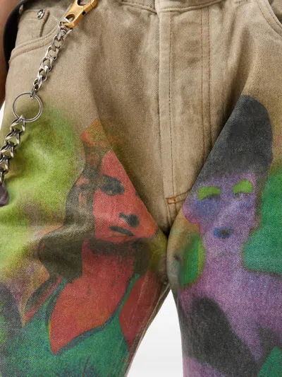 Versace Printed Straight Jeans In Multi