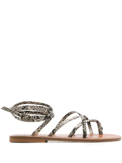 Kjacques Python Effect Gaia Sandals In Black