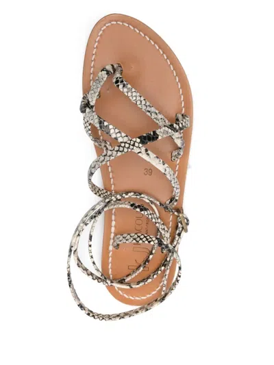 Kjacques Python Effect Gaia Sandals In Black