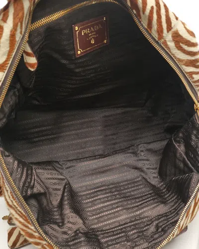 Prada Zebra Fur Shoulder Bag In Multi