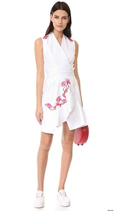 Shop Carven Sleeveless Dress In Blanc Optique
