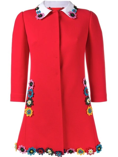Mary Katrantzou Mason Floral-appliquéd Wool-crepe Coat In Red