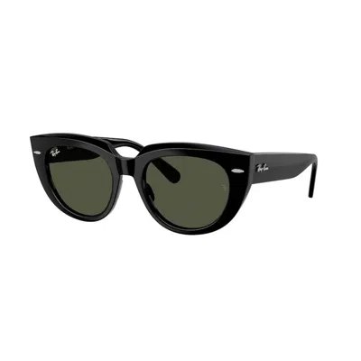 Ray Ban Doreen Sunglasses Black Frame Green Lenses 52-20 In Green