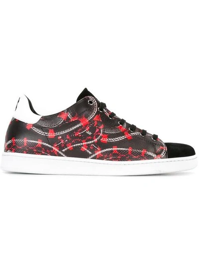 Marcelo Burlon County Of Milan Isabel Snake Printed Leather Sneakers In Black