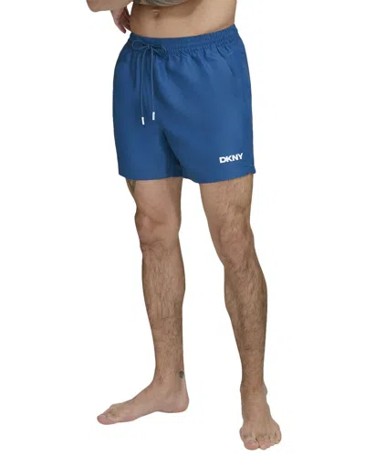 Dkny Core Solid Swim Trunks In Blue