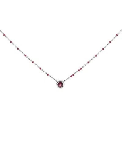 Haus Of Brilliance Sterling Silver Rhodolite Enamel Bead Chain Necklace 18 Inch In White