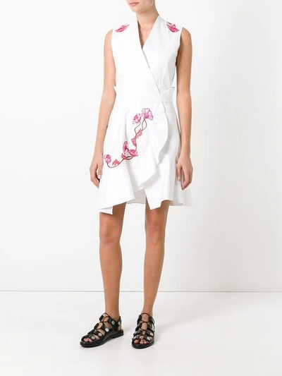 Shop Carven Embroidered Flower Dress In White