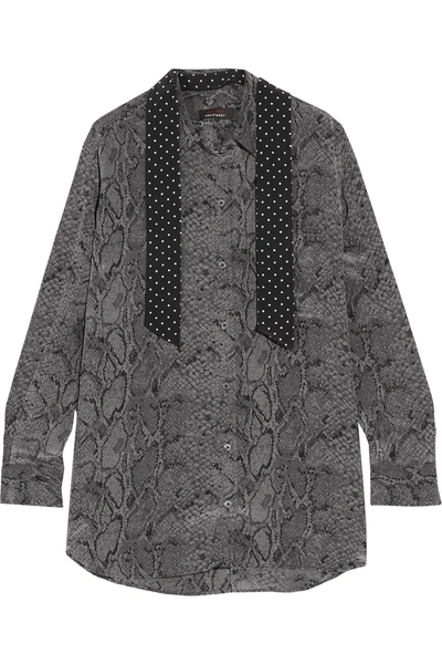 Equipment + Kate Moss Daddy Scarf-effect Printed Washed-silk Blouse
