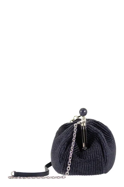Max Mara Medium Raffia-effect Pasticcino Bag In Blue