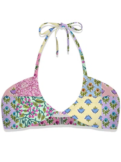 Mc2 Saint Barth Dahlia Pattern Bikini Top In Multi