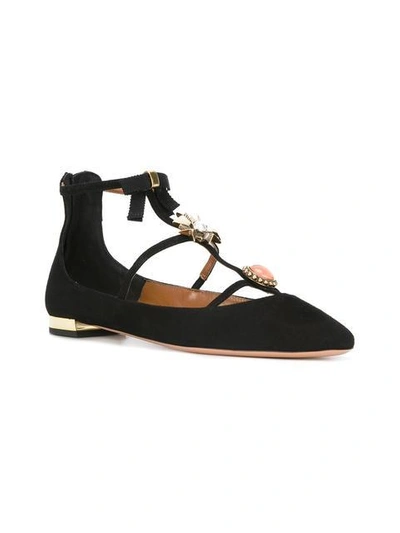 Shop Aquazzura 'pandora' Ballerinas - Black