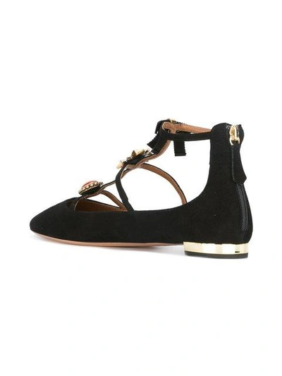 Shop Aquazzura 'pandora' Ballerinas - Black