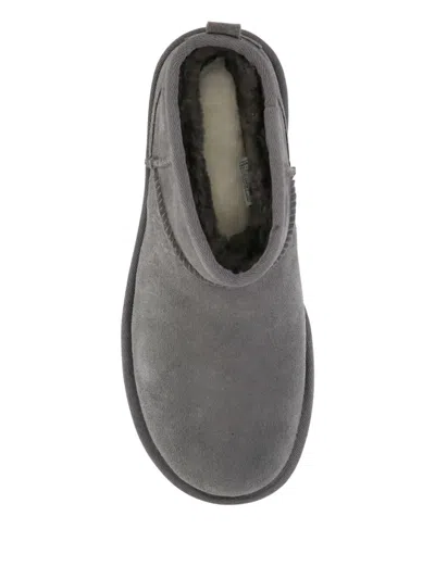 Ugg Classic Ultra Mini Grey Boot With Platform In Silver