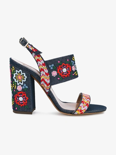 Shop Tabitha Simmons Senna Festival Embroidered Sandals In Blue