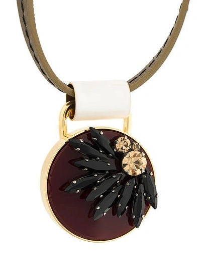 Shop Marni Strass Necklace In Red