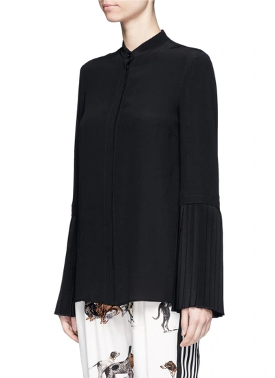 Shop Stella Mccartney 'arielle' Pleated Sleeve Silk Shirt