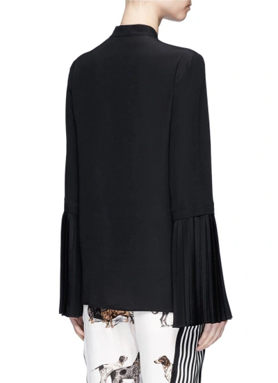 Shop Stella Mccartney 'arielle' Pleated Sleeve Silk Shirt