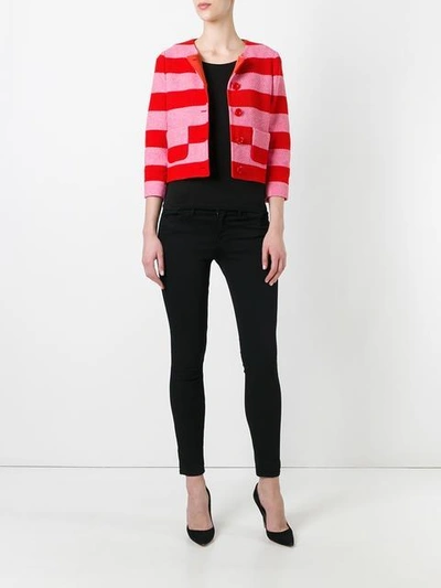 Shop Boutique Moschino Striped Cropped Jacket In 1129