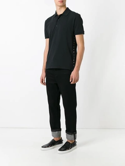 Shop Valentino Rockstud Polo Shirt In Black