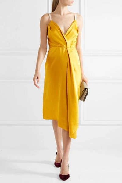Shop Victoria Beckham Draped Silk-blend Satin Dress