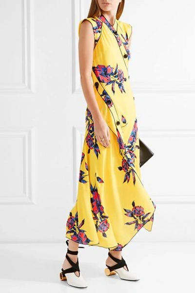 Shop Proenza Schouler Asymmetric Floral-print Silk-crepe Dress