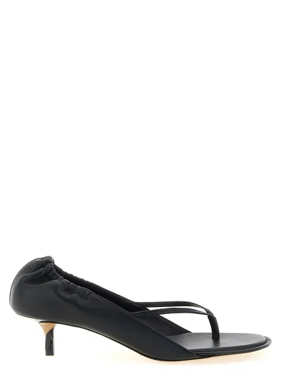 Jacquemus Leather Thong Sandals Stiletto Heel Straps In Black