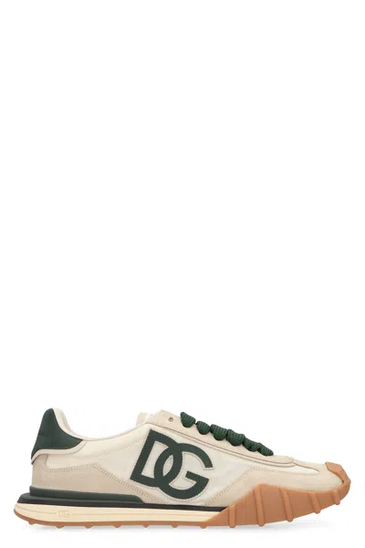 Dolce & Gabbana Dg Athletic Black Low Top Sneakers With Logo Patch On The Tongue And Maxi Logo On The Side In Suede In Multi