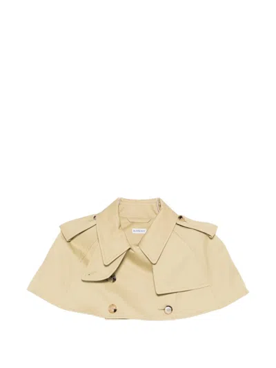 Burberry Collared Buttoned Cropped Jacket In Neutral