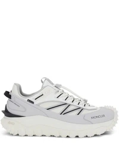 Moncler Light Grey Real Leather Trailgrip Gtx Low Top Sneakers In Gray