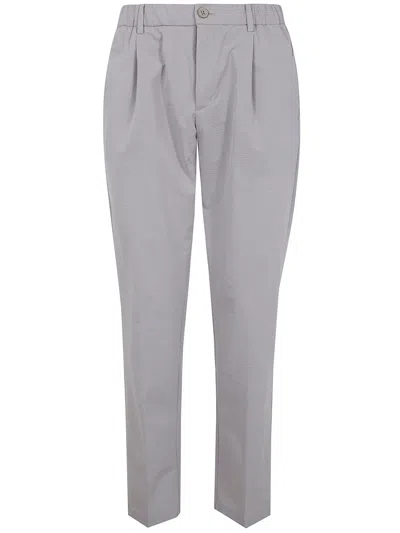 Herno Seercrease Tailored Trousers Belt Loops Pockets In Gray