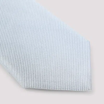 Giorgio Armani Aqua Blue Solid Tie In Gray