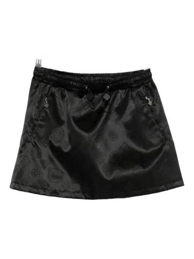 Casablanca Drawstring Patterned Mini Skirt In Black