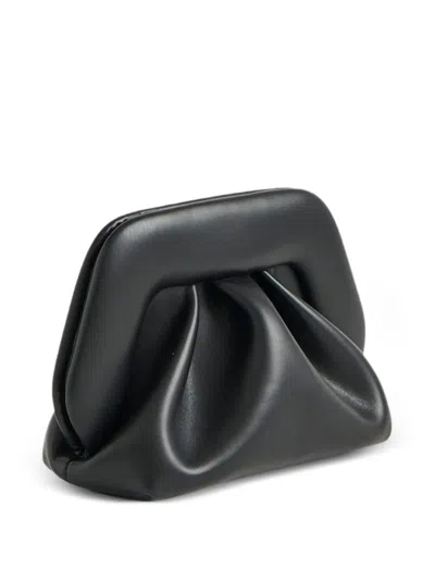 Themoirè Pleated Rectangular Soft Structure Clutch Bag In Black