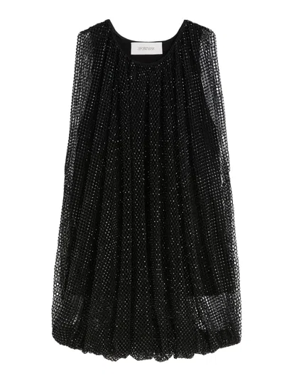 Sportmax Embellished Mesh And Jersey Top In Black