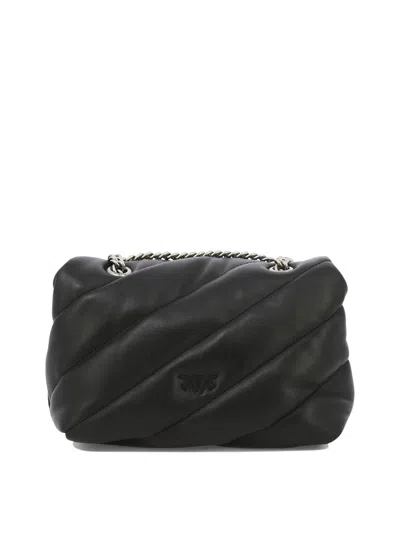 Pinko Mini Love Puff Maxi Quilt Leather Crossbody Bag In Black