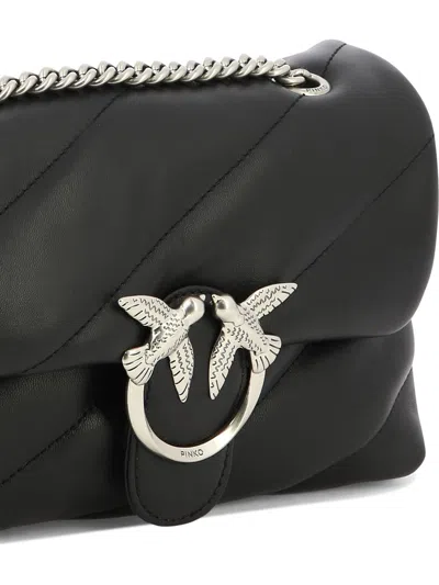 Pinko Mini Love Puff Maxi Quilt Leather Crossbody Bag In Black