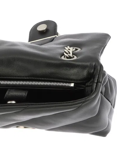 Pinko Mini Love Puff Maxi Quilt Leather Crossbody Bag In Black